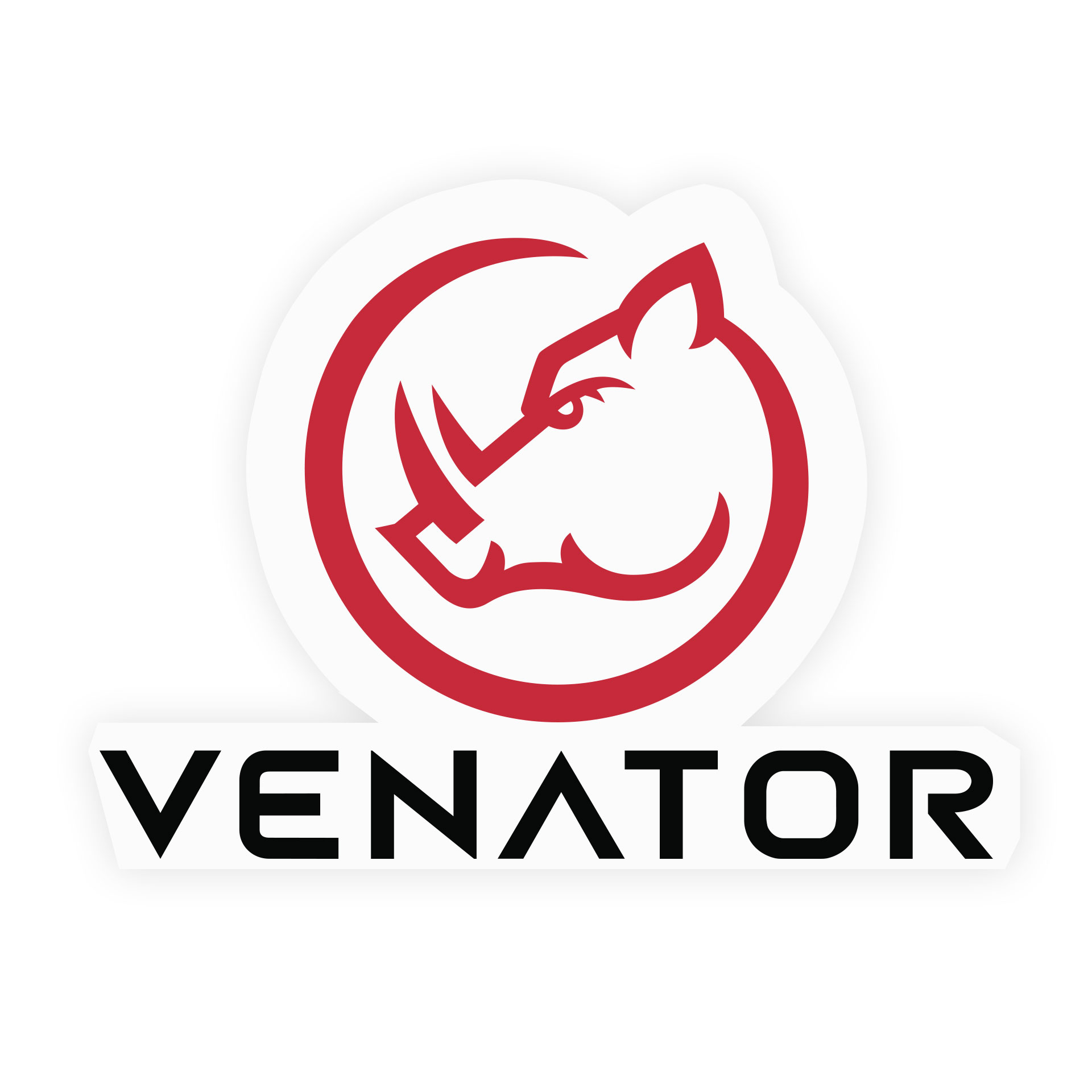 Venator samolepka 8x8 cm - Černý text