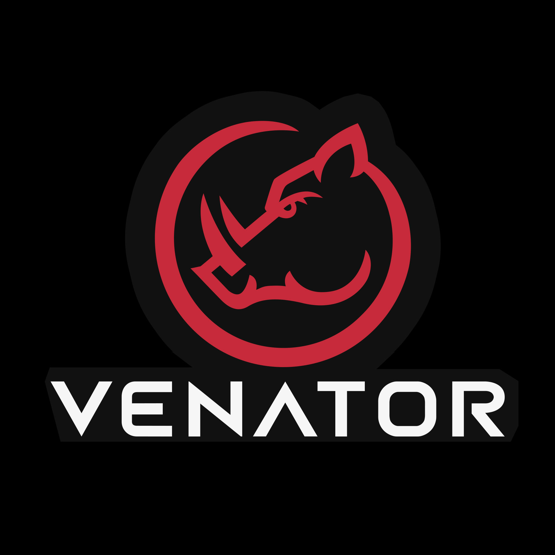 Venator samolepka 8x8 cm - Bílý text