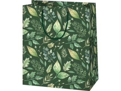 Darčeková taška A5 Listy zeleno biele