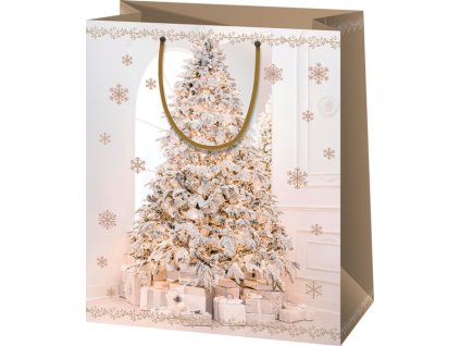 Vianočná taška - vianočný stromček biely A4