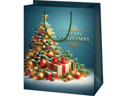 Vianočná taška - nápis Merry Christmas a stromček A3
