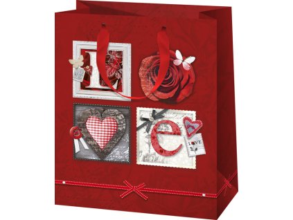 Darčeková taška - červená, LOVE A4