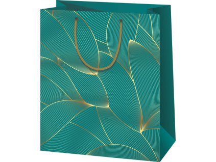 Darčeková taška - zelená, zlatý vzor A5