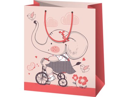 Darčeková taška - ružová, sloník A5
