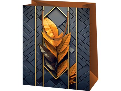 Darčeková taška - šedá, jesenné listy A4
