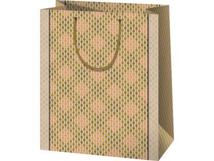 Darčeková taška A4 hnedé vzory kocky