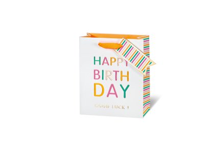 BSB - darčeková taška Happy Birthday pásiky A5