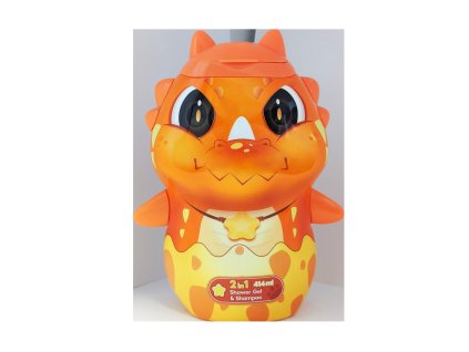 Dino oranžový sprchový gél, šampón a kondicionér 3v1 400 ml (malina)  9ks/1ktn