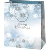 Vianočná taška - nápis Merry Christmas a vločky A3