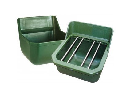 Žlab krmný pro hříbata/skot, 9 l, zelený (Varianta včetně zábrany)