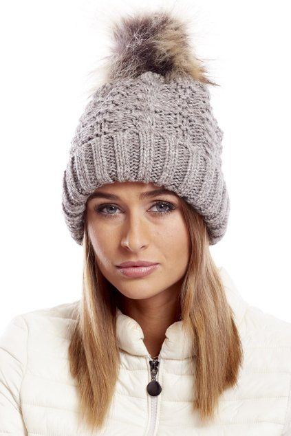 Čepice s kostkovaným stehem hnědá (Velikost UNI)