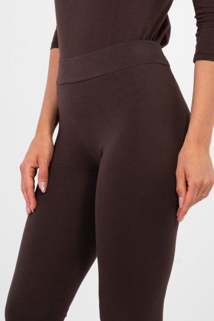 Basic bavlněné legíny tmavě hnědé (Velikost XL)