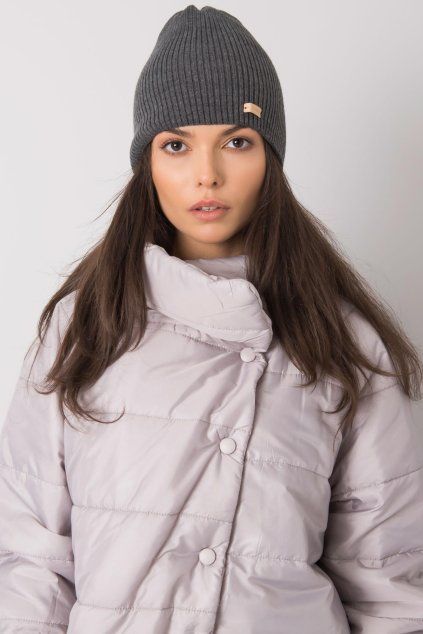 Tmavě šedá dámská čepice (Velikost UNI)