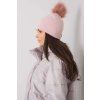 Světle růžová zimní čepice s bambulí (Velikost UNI)