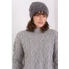 Tmavě šedá pletená čepice s kamínky (Velikost UNI)