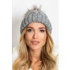 Zimní čepice s bambulí šedá (Velikost UNI)