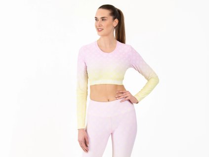 Crussis Crop Top dámsky dlhý rukáv ružová farba