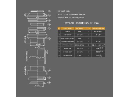 Hlavové zloženie AL A-H 28,6 čierne cartridge