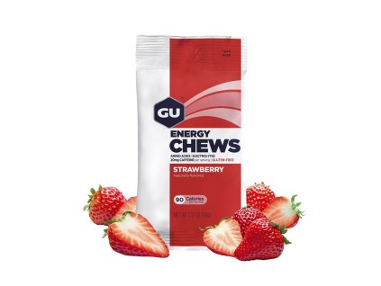 GU Energy Chews 60 g Strawberry 1 SÁČEK (balení 12ks) EXPIRACE 11/2025