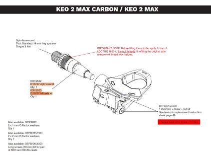 Náhradní osa LOOK Keo 2 Max D12V37 - Right Axle