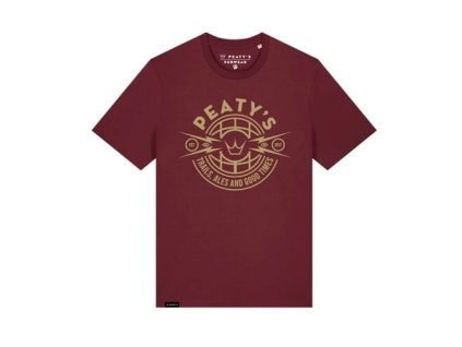 PEATYS'S PUBWEAR TRIČKO S KRÁTKYM RUKÁVOM TRAILS & ALES CREST / BURGUNDY S