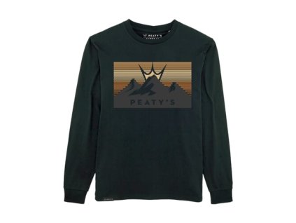 PEATYS'S PUBWEAR TRIČKO S DLHÝM RUKÁVOM 3 PEAKS SUNSET / MATNÉ ČIERNE