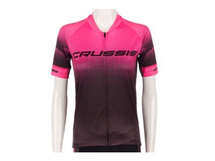 Dámsky cyklistický dres CRUSSIS, krátky rukáv, čierna / ružová, veľ. XS