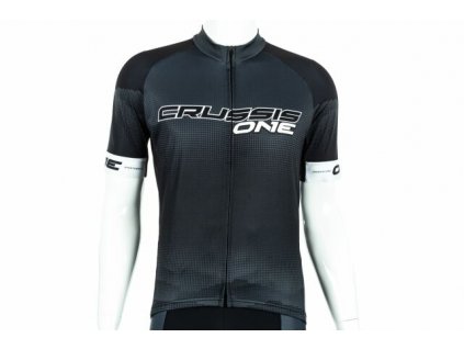 Cyklistický dres CRUSSIS - ONE, krátký rukáv, černá/bílá, vel. L