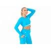 Crussis Crop Top dámsky dlhý rukáv tyrkysová farba