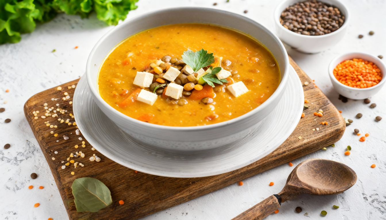 Čočková polévka s tofu