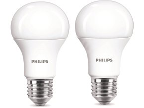 Philips LED 9-60W E27, 2700K, Mléčná, set 2ks