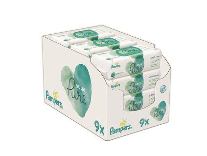 PAMPERS Aqua Pure vlhčené ubrousky 9× 48 ks