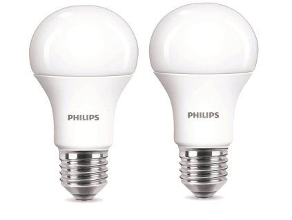Philips LED 11-75W, E27, 2700K, matná, set 2ks