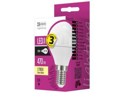 EMOS LED žárovka Classic Mini Globe 6W E14 teplá bílá