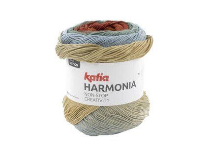 Katia Harmonia 208 Red/Rust/Water Blue/Grey Blue