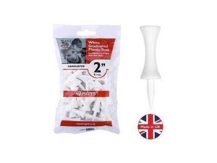 Masters Golf Plastic Graduated Tees 2 Inch White 25 pcs