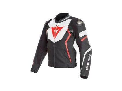 Dainese Avro 4 Black Matt/White/Fluo Red Leather Jacket