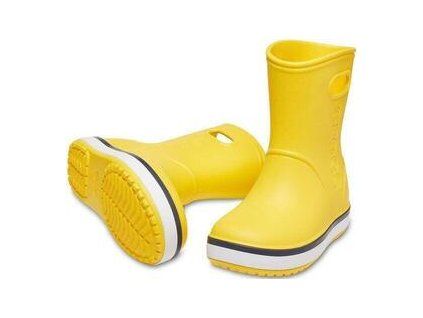 Crocs Kids' Crocband Rain Boot Yellow/Navy