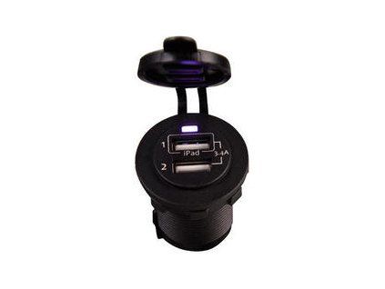 Talamex USB Socket Double 3.4A Black Eyes Flush Frame