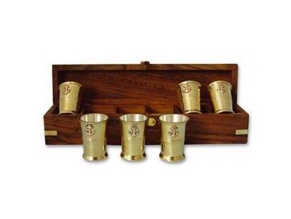 Sailor 6 mini mugs brass - inside silverplated