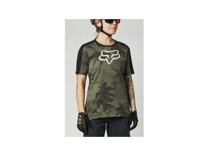 FOX Womens Ranger Drirelease Short Sleeve Jersey Olive Green