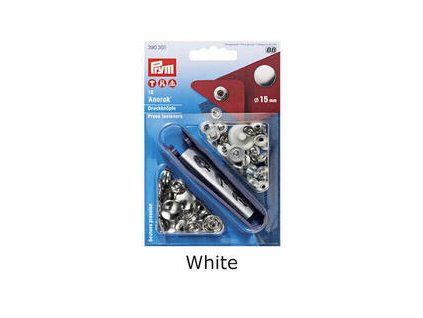 PRYM Snap Fasteners Anorak White 15 mm
