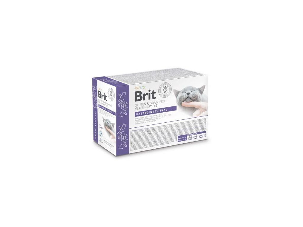 81180 2 brit veterinary diet cat pouch fillets in gravy gastrointestinal 12x85 g