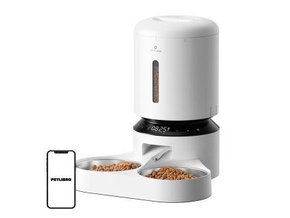 114043 davkovac krmiva petlibro granary s dvojitou miskou 5 l bila