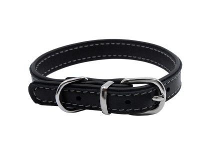 126201 bafpet kozeny obojek deny hladky 37cm 16mm cerna