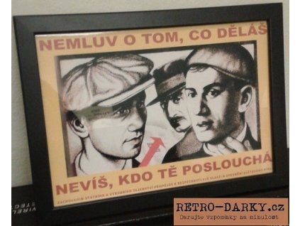 Plechová retro cedule / plakát - Nemluv... (Provedení: Papírový obraz v rámu A4)