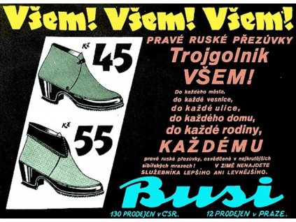 Plechová retro cedule / plakát - Pravé ruské přezůvky Trojgolnik (Provedení: Papírový obraz v rámu A4)