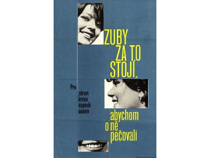 Plechová retro cedule / plakát - Zuby za to stojí (Provedení: Papírový obraz v rámu A4)