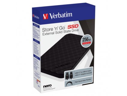 SSD Verbatim 2.5", externí USB 3.2 Gen 1, 256GB, Store N Go, 53249, USB-A/Micro-B, obsahuje adaptér USB-A na USB-C(TM)