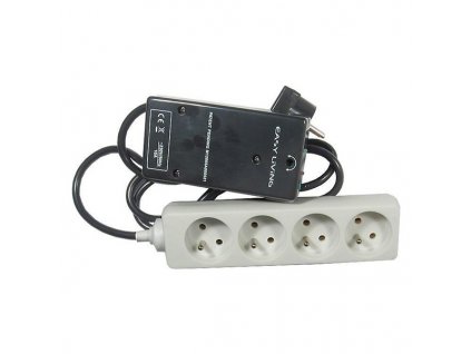Síťový kabel stand-by EASY-OFF 230V se zapínaním pomocí dálkového ovládače, CEE7 (vidlice) - zásuvka 4x, Max. 2300W, černý, vlastn